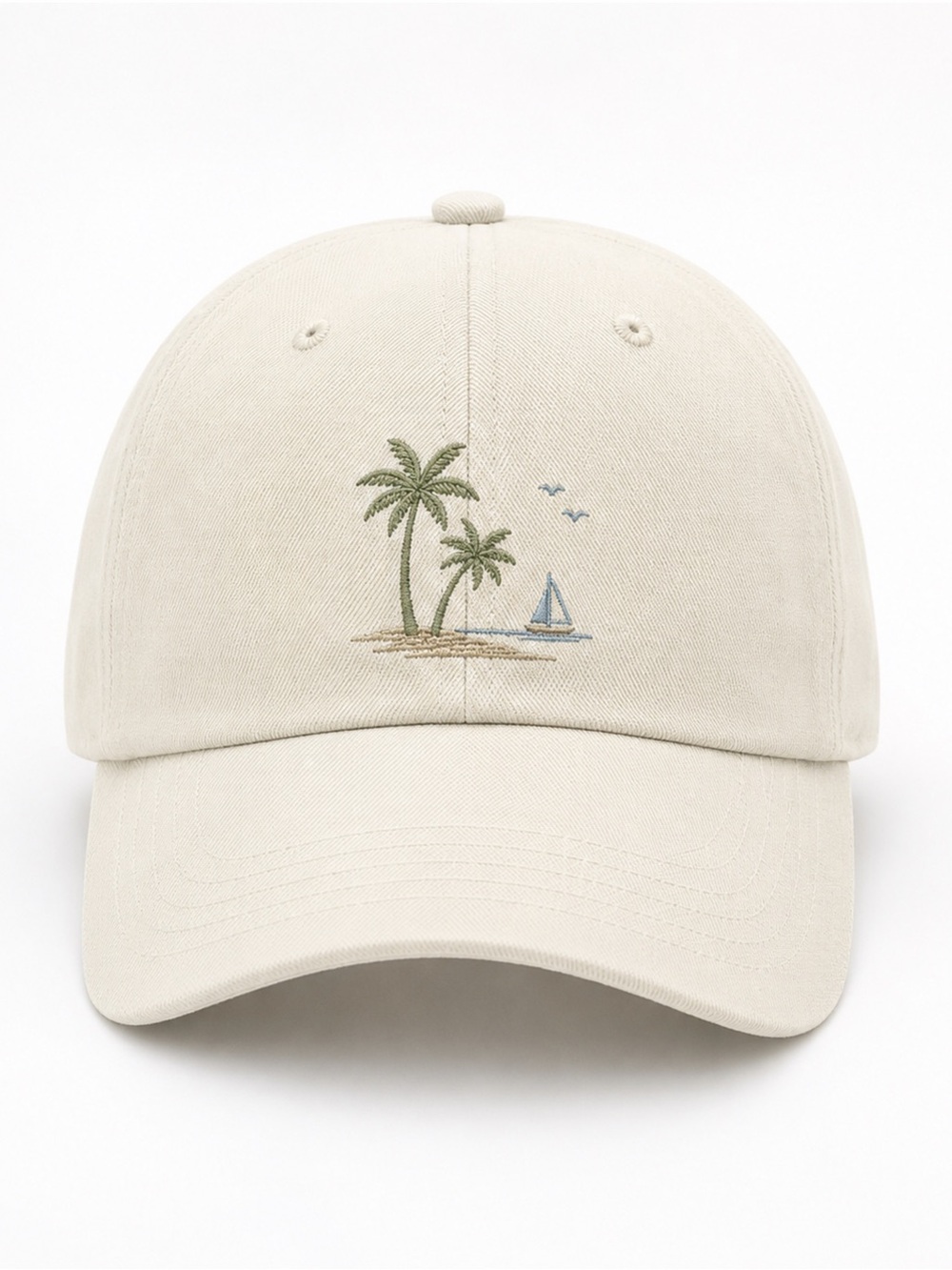 🌴 Coastal Summer Palm Tree Embroidered Dad Hat Lana Del Rey Aesthetic Cream Cap